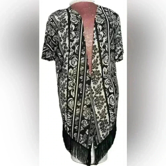 Siren Lily Fringe Floral Women's Kimono (308) - Picture 1 of 10